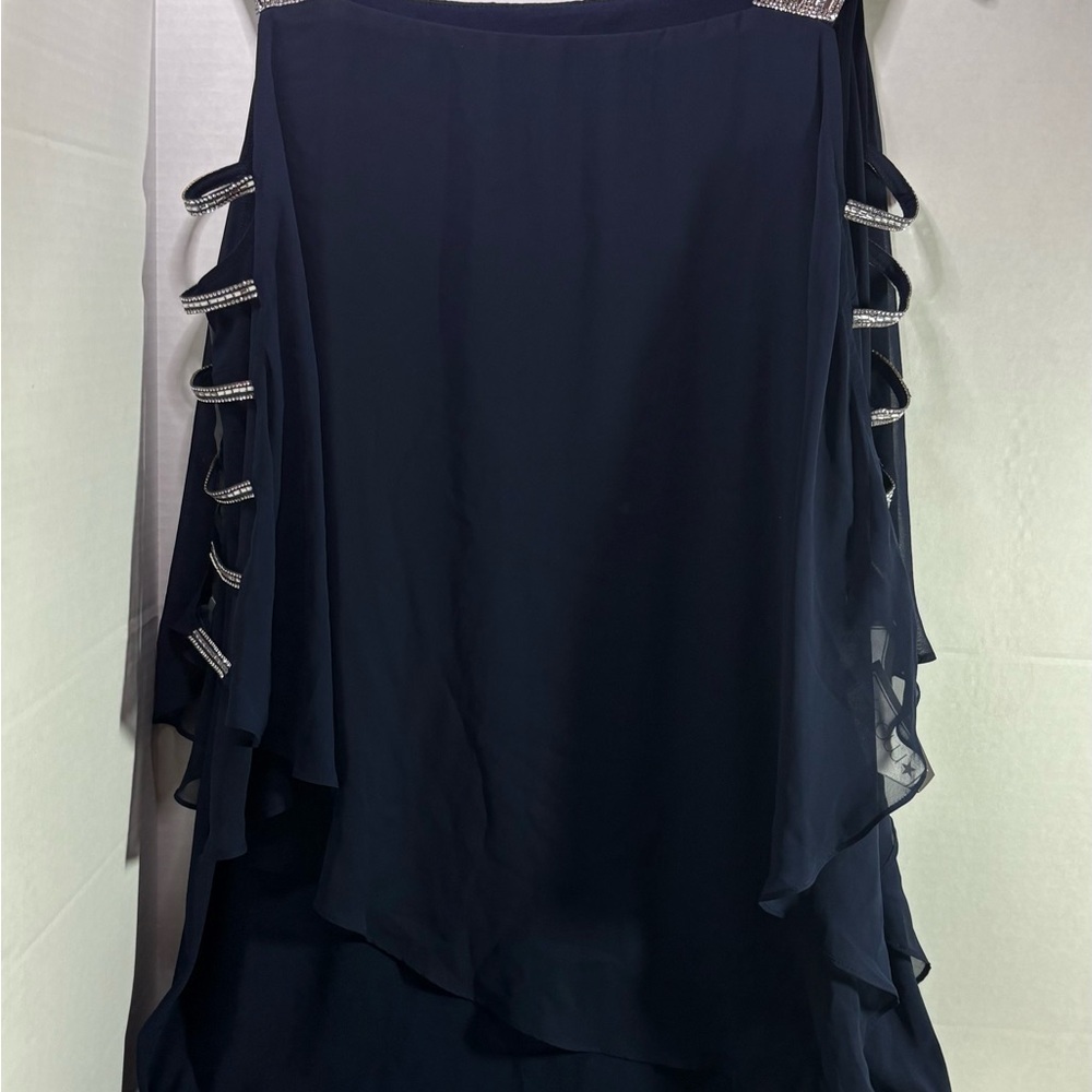 MSK Midnight Blue Dress with Rhinestones on the sleeves